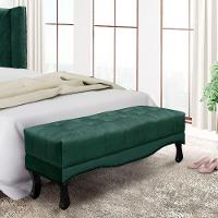 Recamier 160cm Loewe Veludo Pés De Madeira Verde Floresta