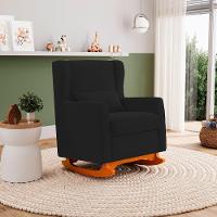 Poltrona De Amamentação E Descanso Zoe Com Base Balanço Suede Preto - Desk Design - 12