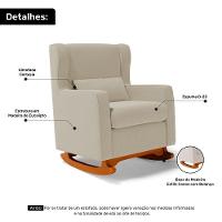 Poltrona De Amamentação E Descanso Zoe Com Base Balanço E Puff Suede Bege - Desk Design - 8