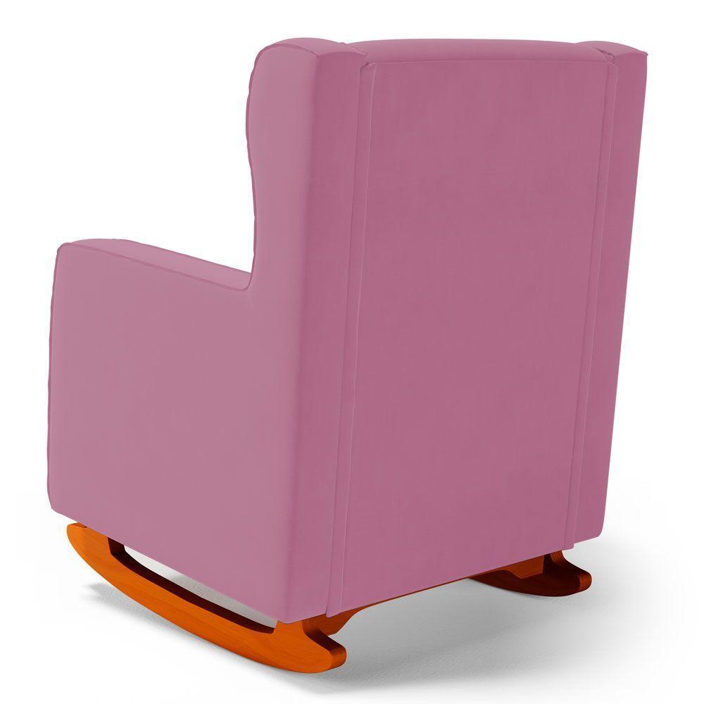 Poltrona De Amamentação E Descanso Zoe Com Base Balanço Suede Rosa - Desk Design - 8