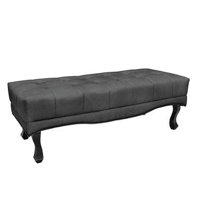 Recamier Decorativo 140cm Loewe Suede Pés De Madeira Cinza