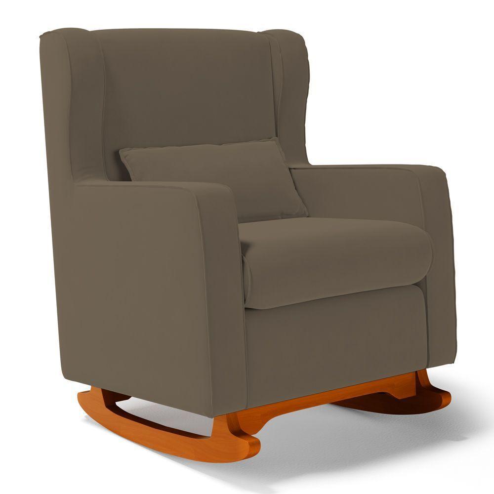 Poltrona De Amamentação E Descanso Zoe Com Base Balanço E Puff Suede Capuccino - Desk Design - 11