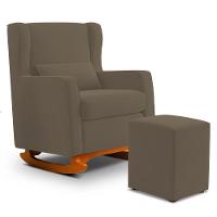 Poltrona De Amamentação E Descanso Zoe Com Base Balanço E Puff Suede Capuccino - Desk Design - 1