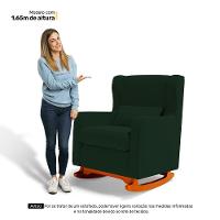 Poltrona De Amamentação E Descanso Zoe Com Base Balanço E Puff Veludo Verde - Desk Design - 10