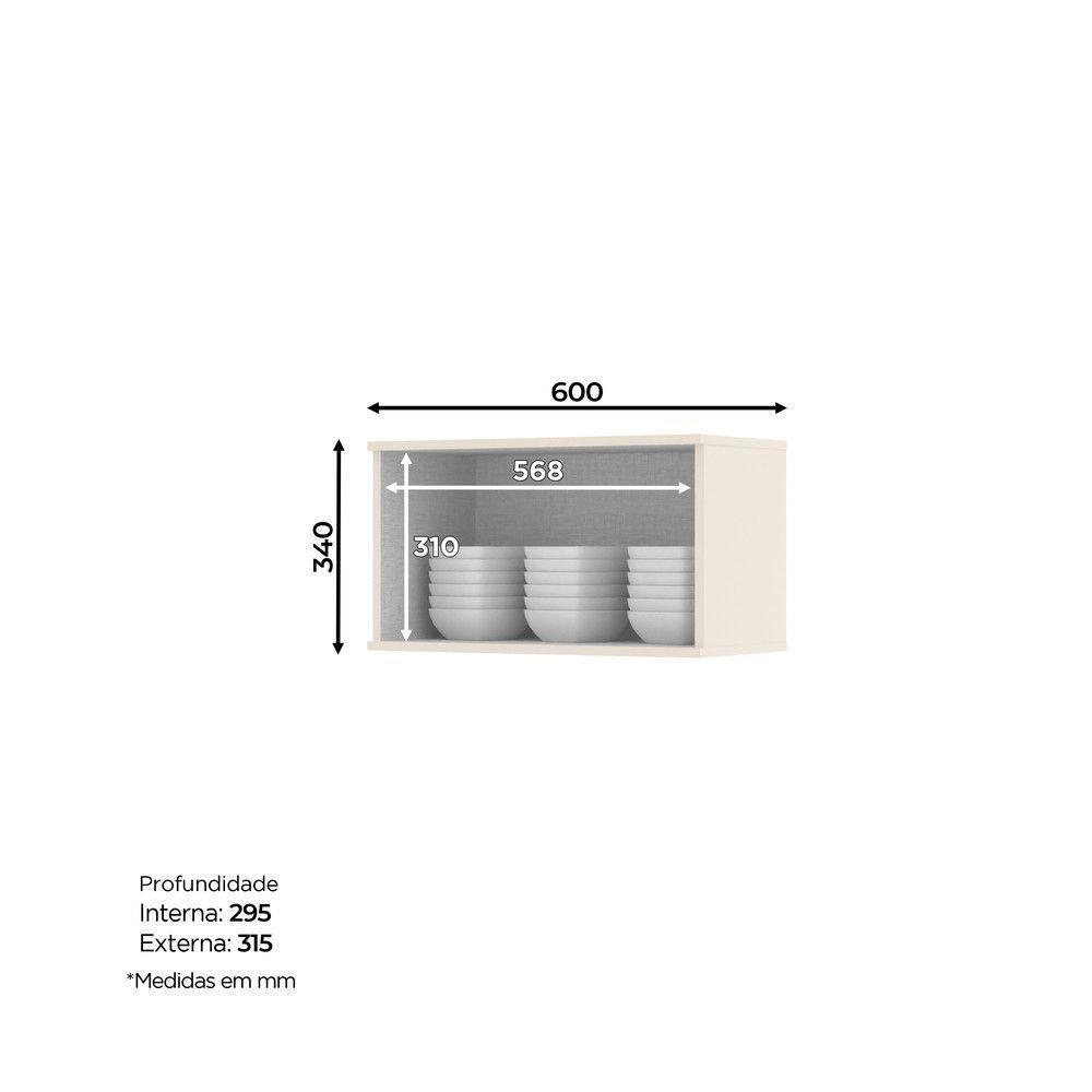 Armário Aéreo De Cozinha 60 Cm 1 Porta Basculante Connect Henn Off White - 5
