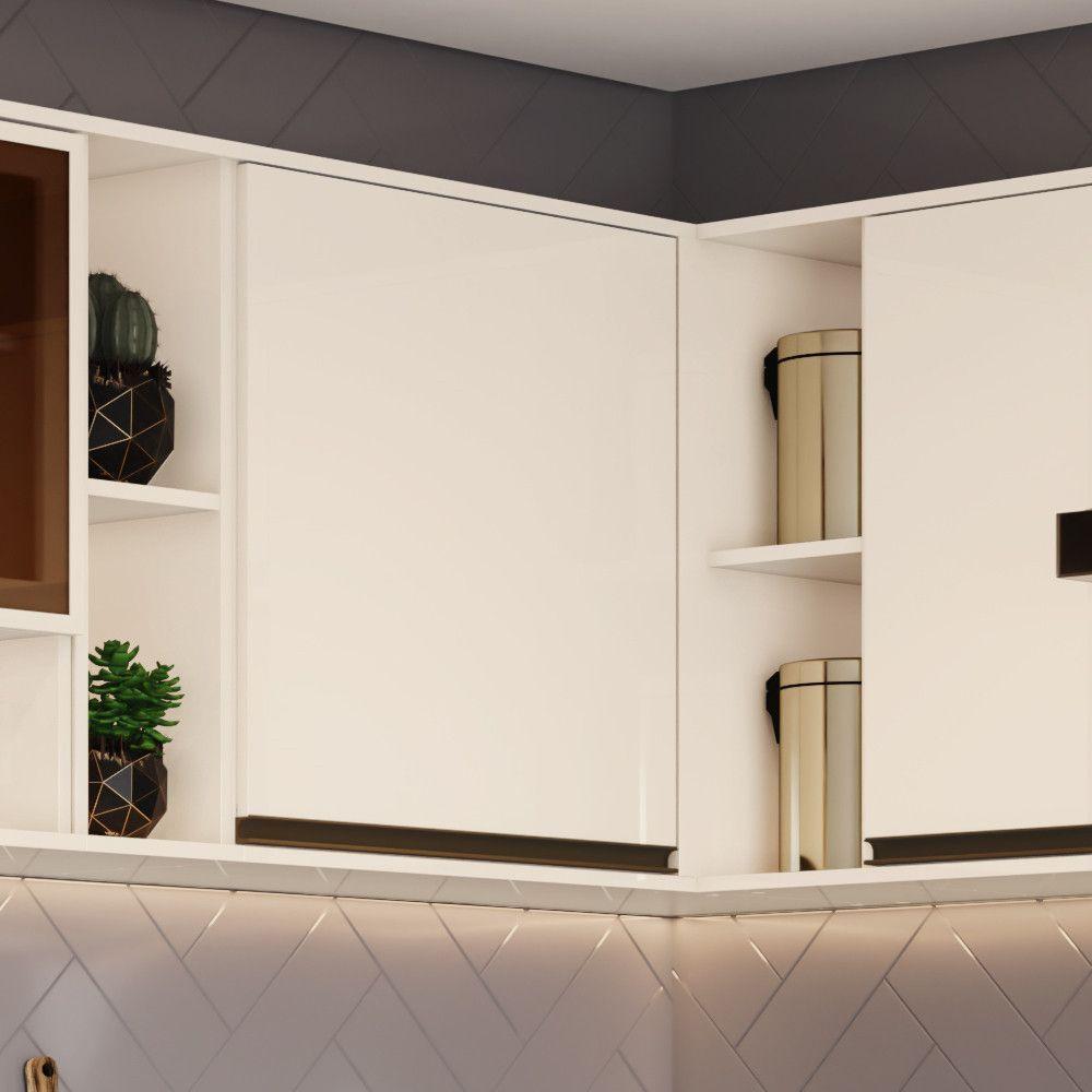 Armário Aéreo De Cozinha Canto Reto 1 Porta Connect Henn Off White - 3