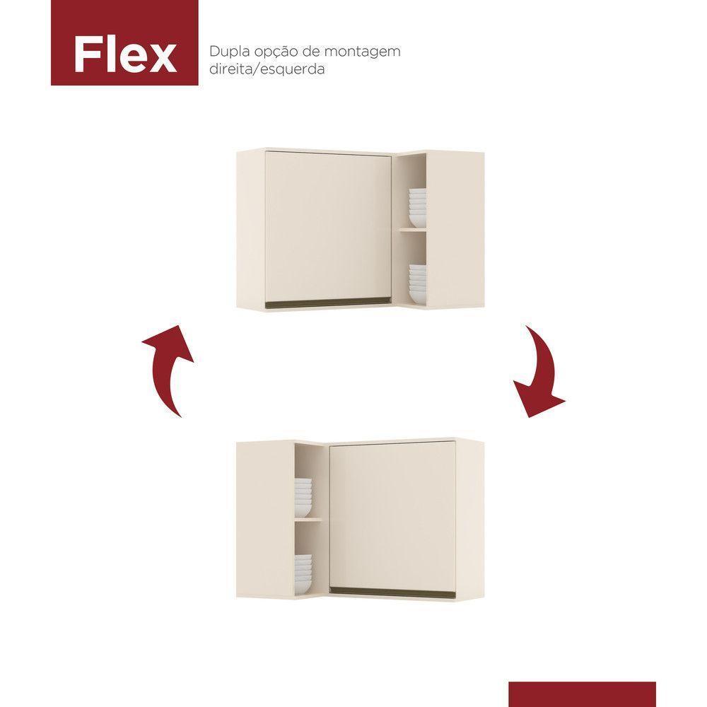 Armário Aéreo De Cozinha Canto Reto 1 Porta Connect Henn Off White - 4