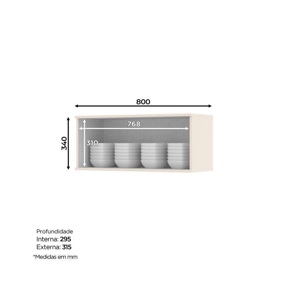 Armário Aéreo De Cozinha 80 Cm 1 Porta Basculante Connect Henn Off White - 3