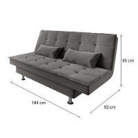 Sofá Cama 3 Lugares 1,84m Andradas Veludo Suede Cinza Mamflex Cinza - 3