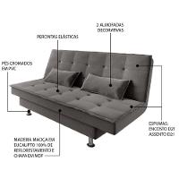 Sofá Cama 3 Lugares 1,84m Andradas Veludo Suede Cinza Mamflex Cinza