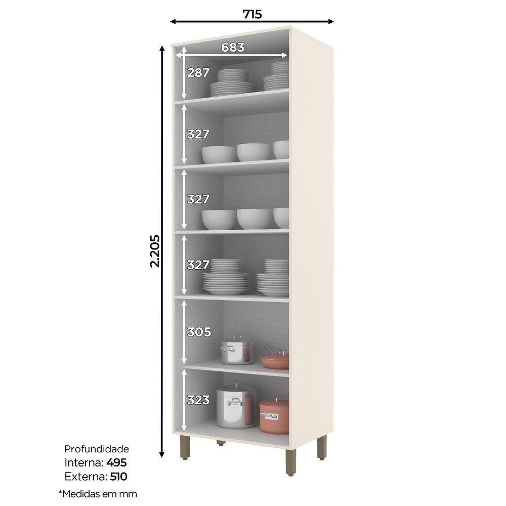 Cristaleira 4 Portas 715 Cm Connect Henn Off White - 2