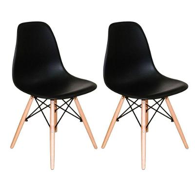 Kit Com 2 Cadeiras Charles Eames Dsw Preta - Base Madeira