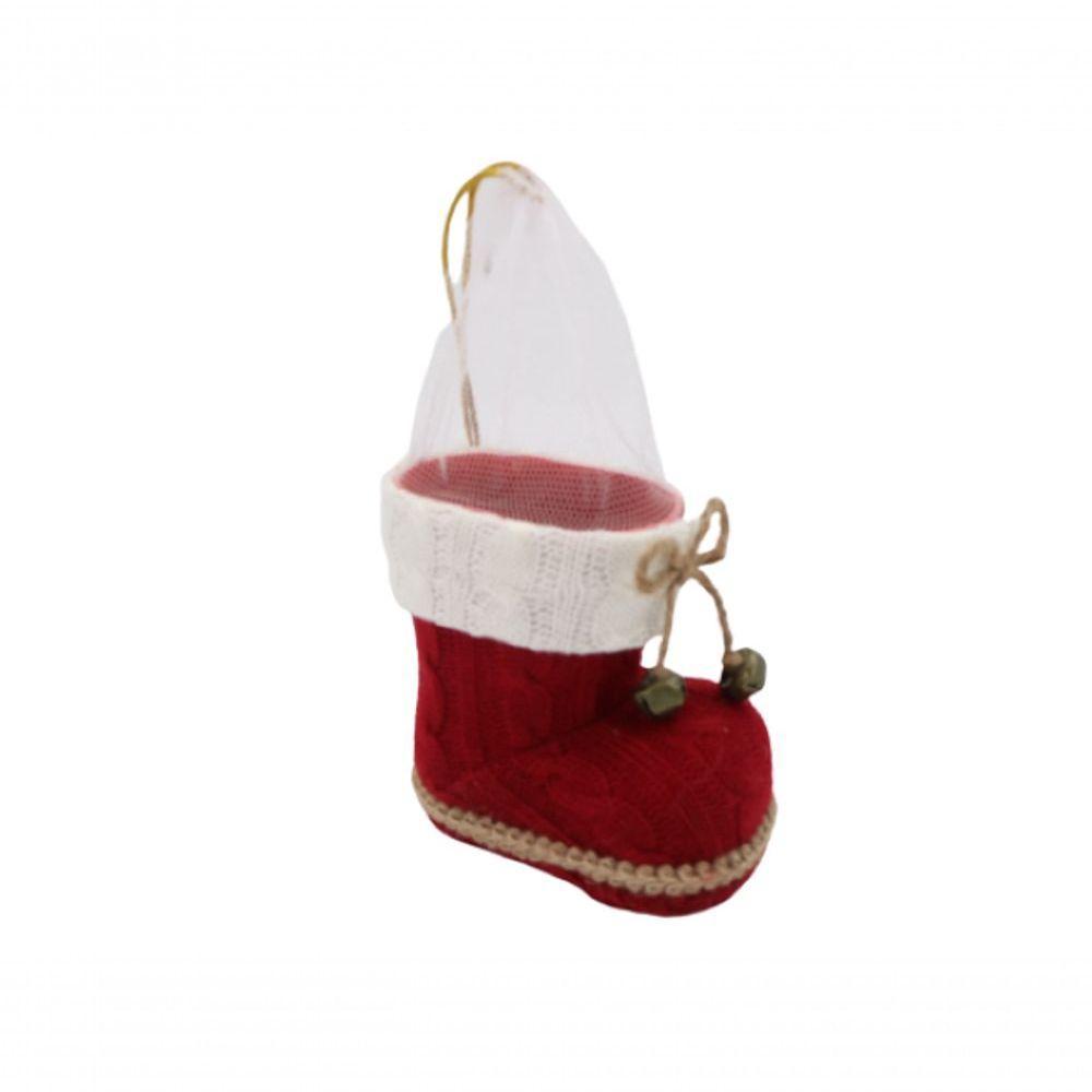 Bota Vermelha Tricô Com Guizo 14 Cm Bt1487 - 1