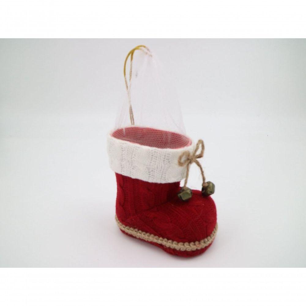 Bota Vermelha Tricô Com Guizo 14 Cm Bt1487 - 2