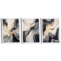 Conjunto De Quadros Trio Abstract Black Gold -- Br Artes - 1
