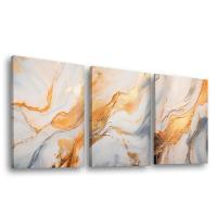 Conjunto De Quadros Trio Abstract Orange Gold -- Br Artes - 1