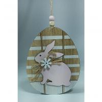 Pendente Ovo Com Coelho Rosa 17cm - 2