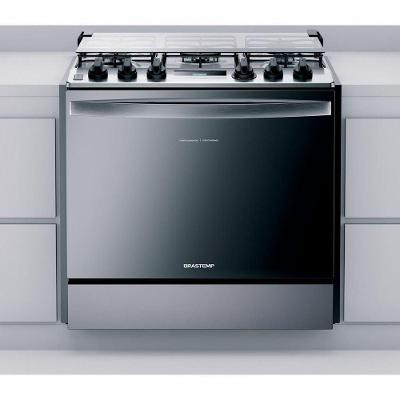 Fogão de Embutir 5 Queimadores a Gás Brastemp BYS5PCRUNA Inox Forno 96L Bivolt