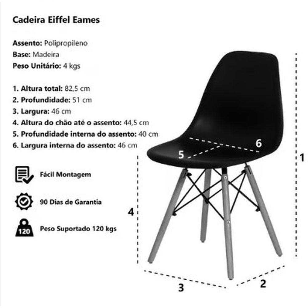 Kit Com 2 Cadeiras Charles Eames Dsw Branca - Base Madeira - 3