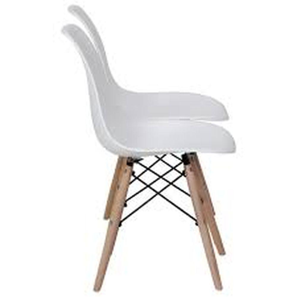 Kit Com 2 Cadeiras Charles Eames Dsw Branca - Base Madeira - 7