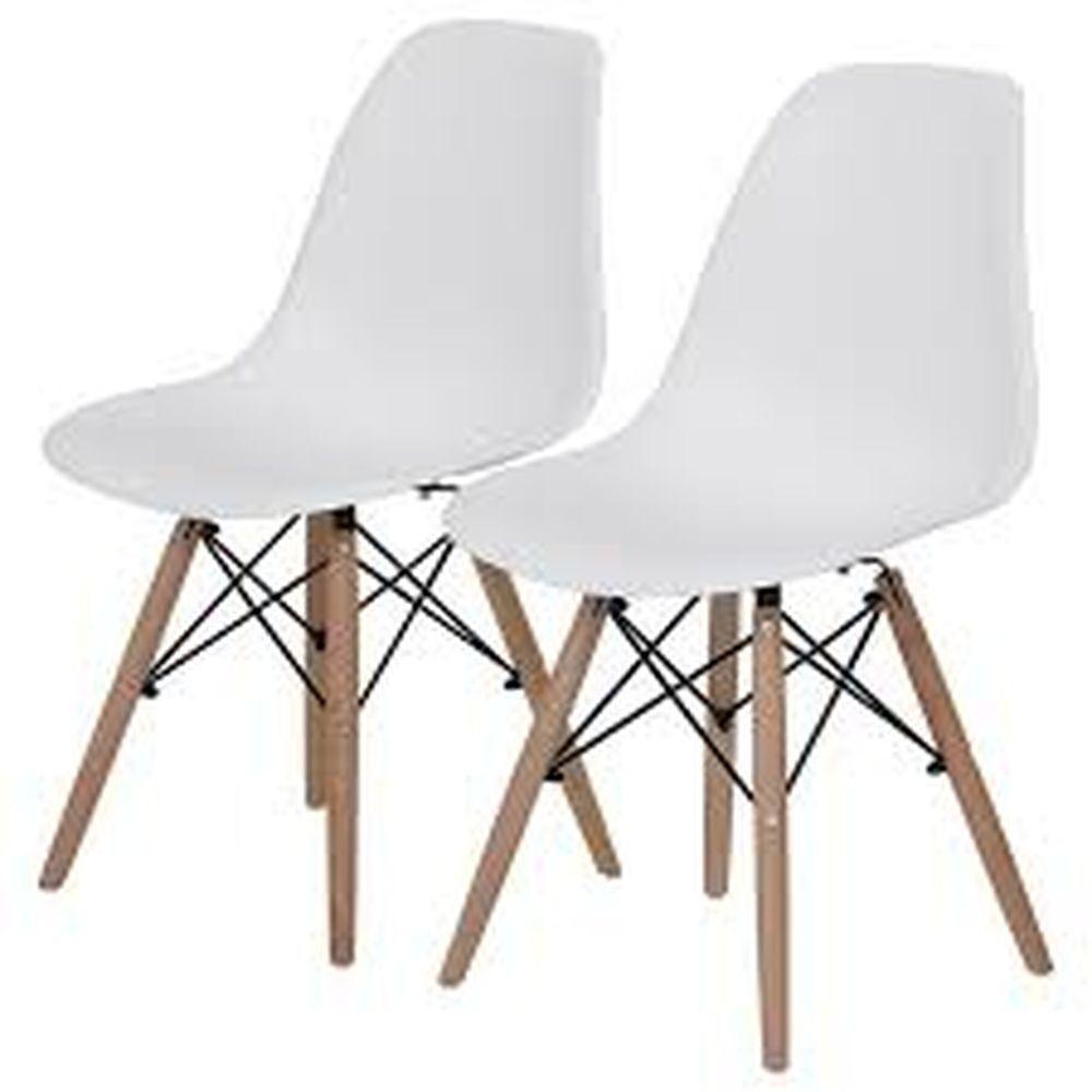 Kit Com 2 Cadeiras Charles Eames Dsw Branca - Base Madeira - 8
