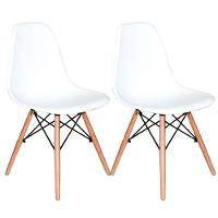 Kit Com 2 Cadeiras Charles Eames Dsw Branca - Base Madeira - 1