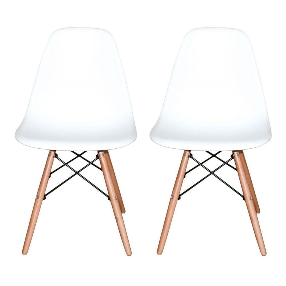 Kit 2 Cadeiras Charles Eames Eiffel Wood Design Branca - 3
