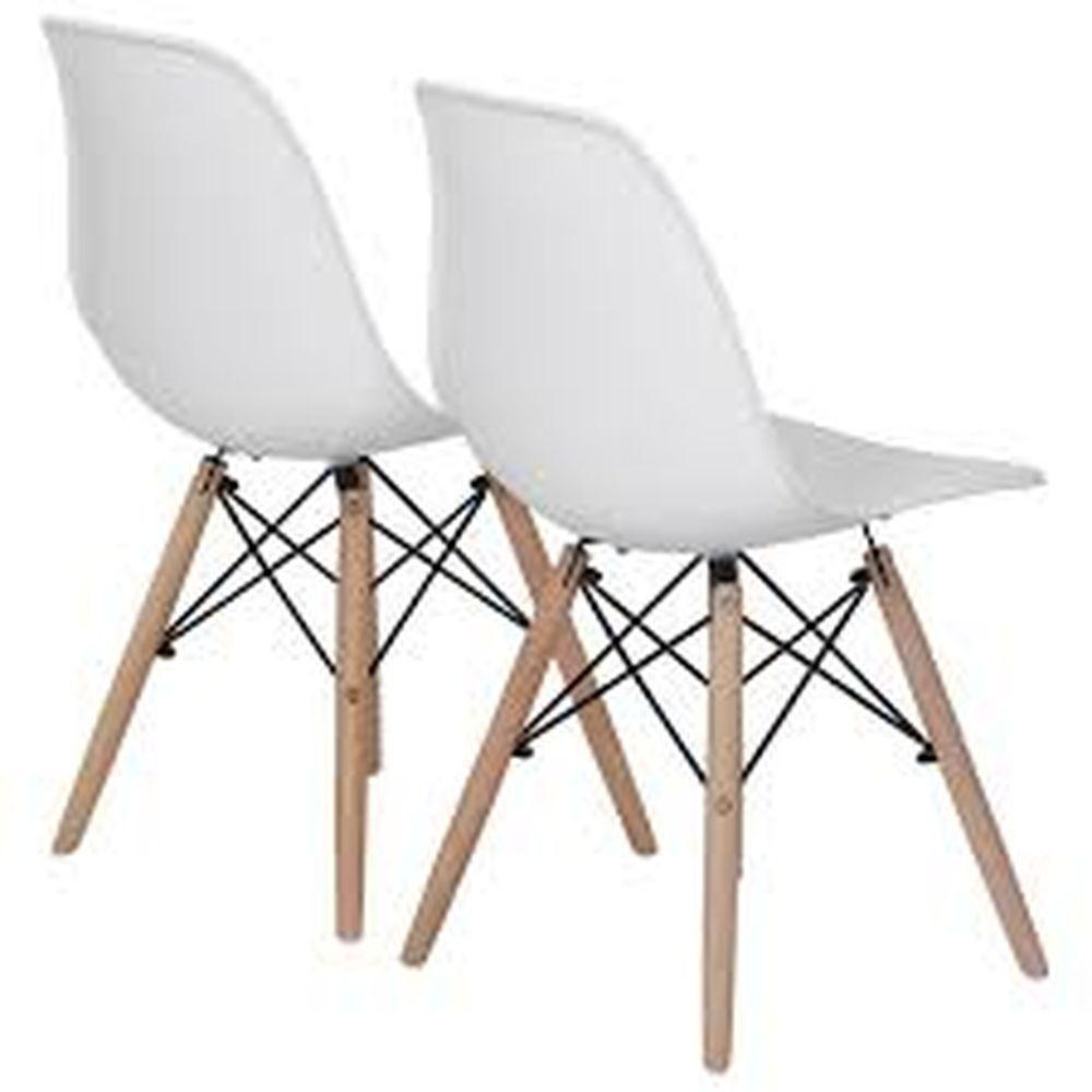 Kit 2 Cadeiras Charles Eames Eiffel Wood Design Branca - 8