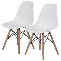 Kit 2 Cadeiras Charles Eames Eiffel Wood Design Branca