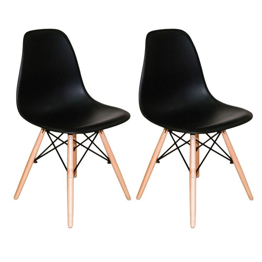 Kit Com 2 Cadeiras Charles Eames Eiffel Preto - 1