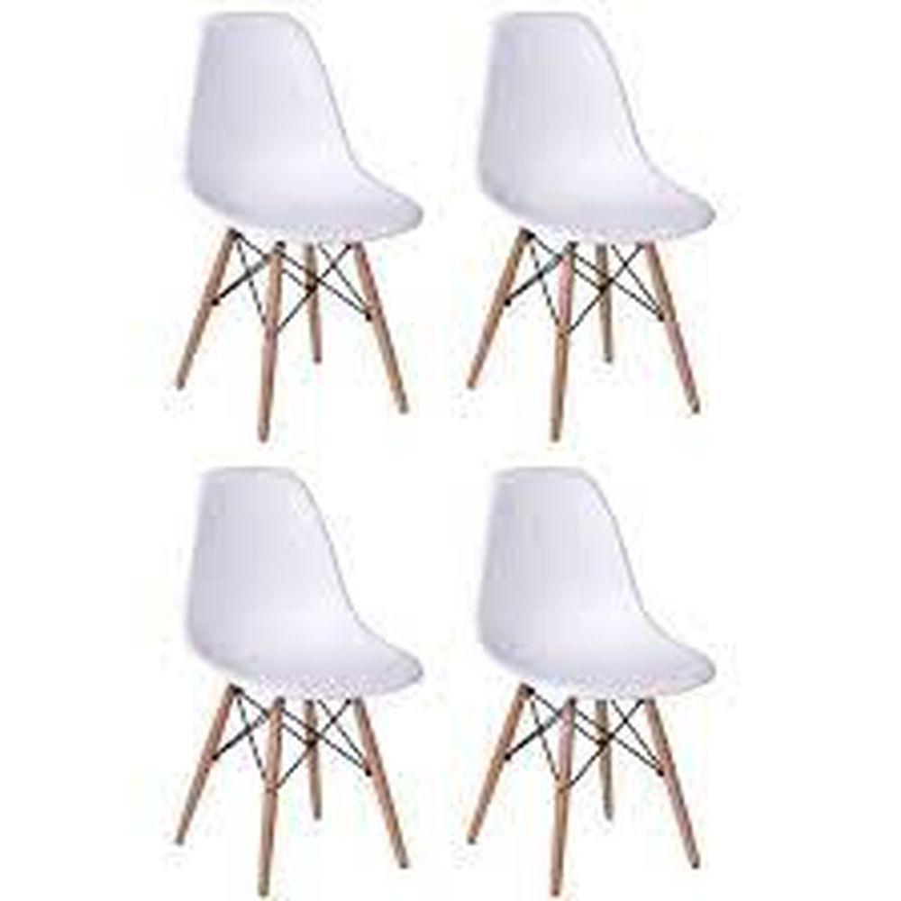 Conjunto Com 4 Cadeiras Charles Eames Eiffel Branco - 4