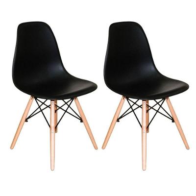Kit 2 Cadeiras Charles Eames Eiffel Dsw Wood Preto
