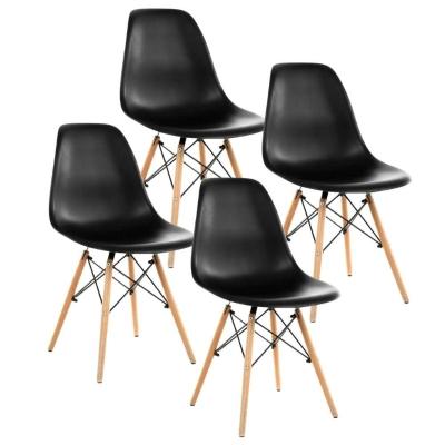 Kit 4 Cadeiras Eiffel Eames Wood Base Madeira Preta