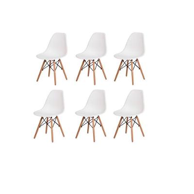 Kit Com 6 Cadeiras Charles Eames Wood Dsw Branca - Base Madeira