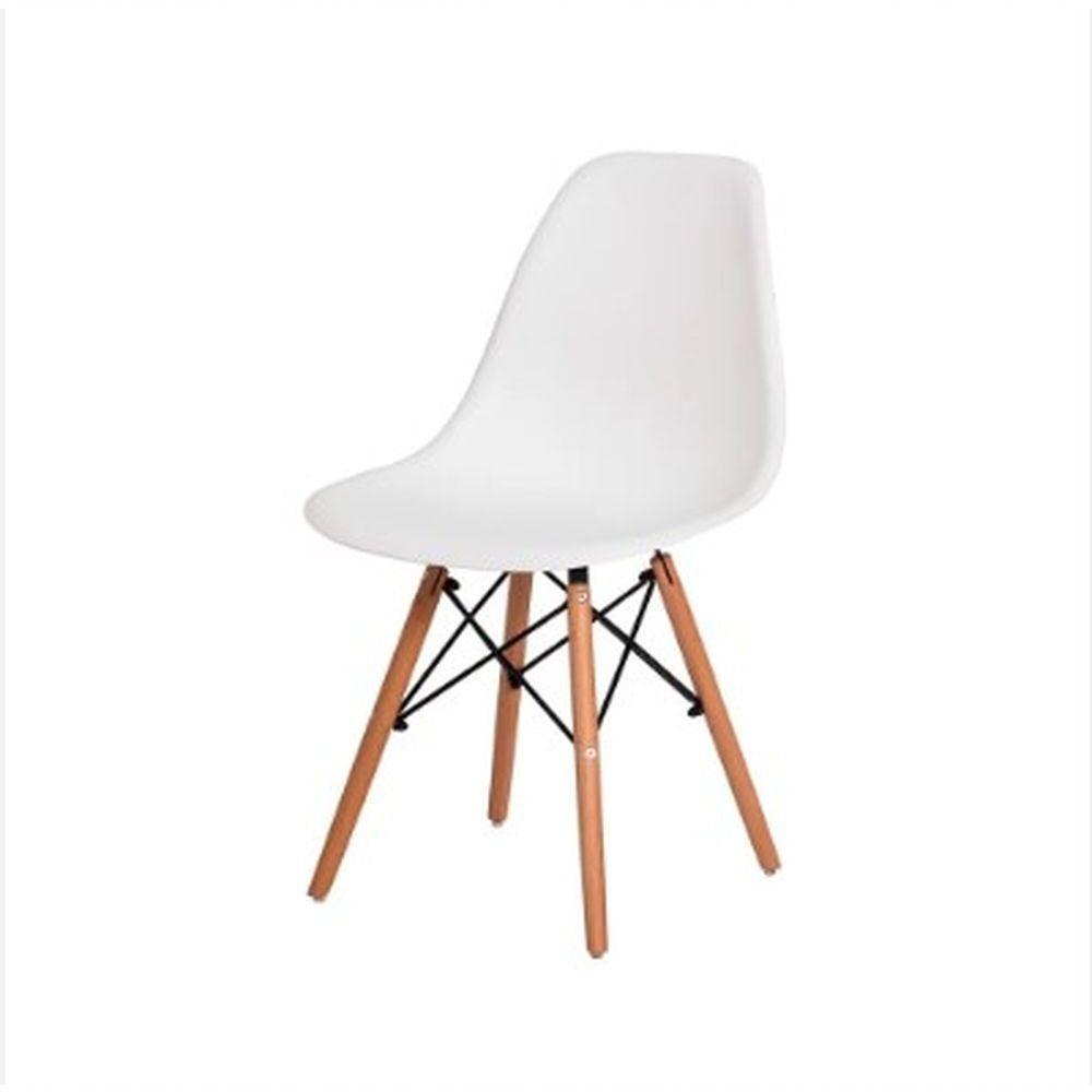 Kit Com 6 Cadeiras Charles Eames Wood Dsw Branca Base Madeira - 3