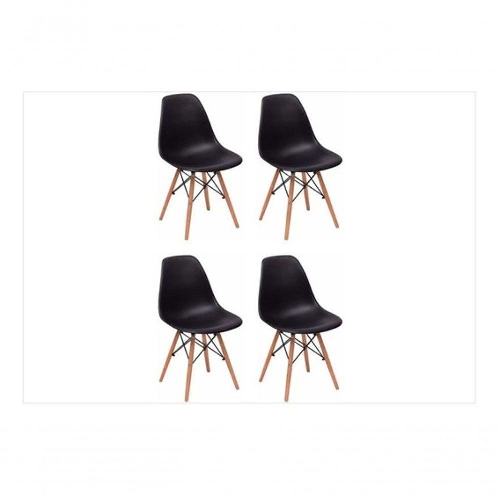 Conjunto 4 Cadeiras Charles Eames Eiffel Concha Fixa - Preto. - 1