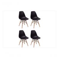 Conjunto 4 Cadeiras Charles Eames Eiffel Concha Fixa - Preto. - 1