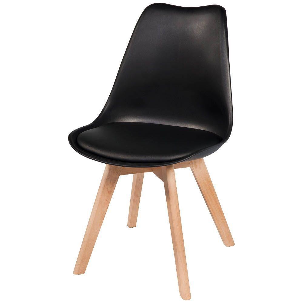 Kit Com 2 Cadeiras Leda Preta - Charles Eames Wood Com Almofada - 7