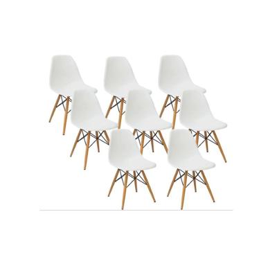 Kit Com 8 Cadeira Charles Eames Wood Dsw Branca - Base Madeira