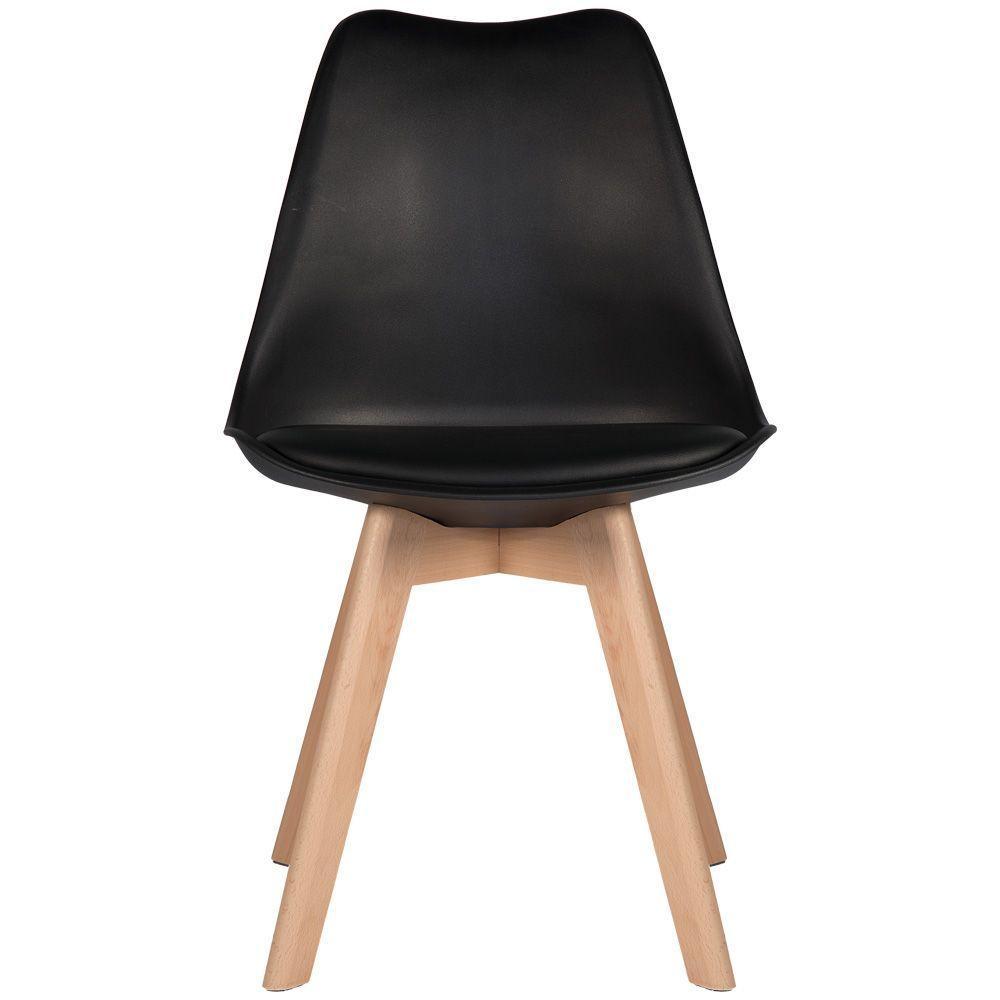 Kit C/2 Cadeiras Leda ? Charles Eames, Saarinen Wood Com Almofada Preta - 3