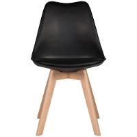 Kit C/2 Cadeiras Leda ? Charles Eames, Saarinen Wood Com Almofada Preta - 3