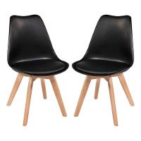 Kit Com 2 Cadeiras Leda Preta - Charles Eames Com Almofada - 1