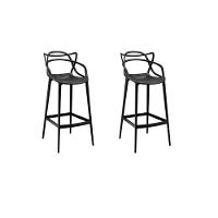 Conjunto C/2 Banqueta Allegra Alta Master Preta Cozinha Americana Balcão Polipropileno - 1