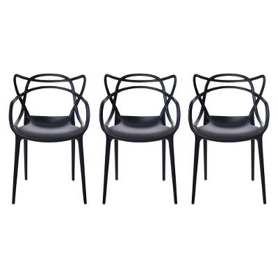 Kit - 3 X Cadeiras Allegra - Preto
