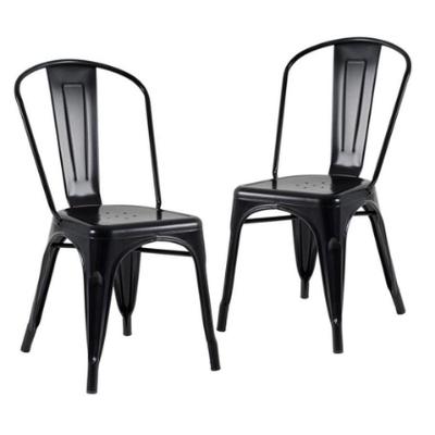 Kit 2 Cadeiras Tolix Iron em Aço com Pintura Epóxi Preto para Mesa de Jantar