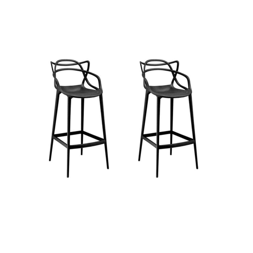 Conjunto C/2 Banqueta Allegra Alta Master Preta Cozinha Americana Balcão Polipropileno - 1