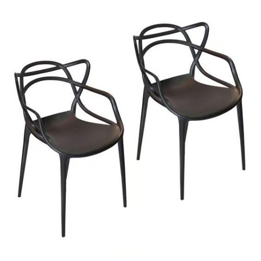 Conjunto Com 2 Cadeiras Monobloco Allegra Preta - 1