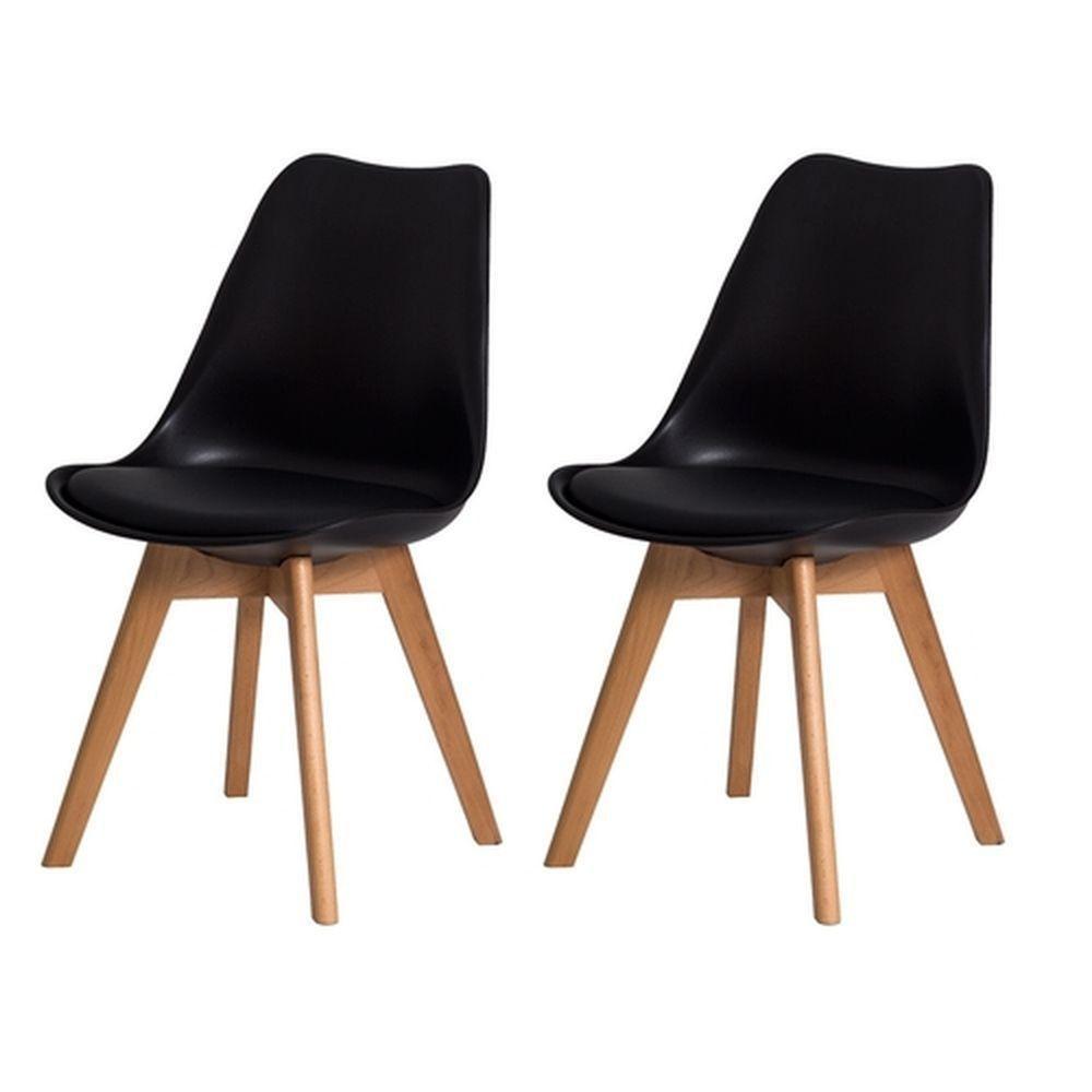 Kit Com 2 Cadeira Leda Preta - Charles Eames Wood Com Almofada - 5