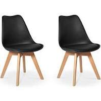 Kit 2 Cadeiras Jantar Eames Wood Leda Design Estofada Preta - 6