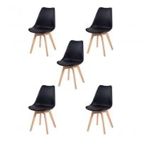 Kit 5 Cadeiras Charles Eames Leda Saarinen Preta Preto - 1